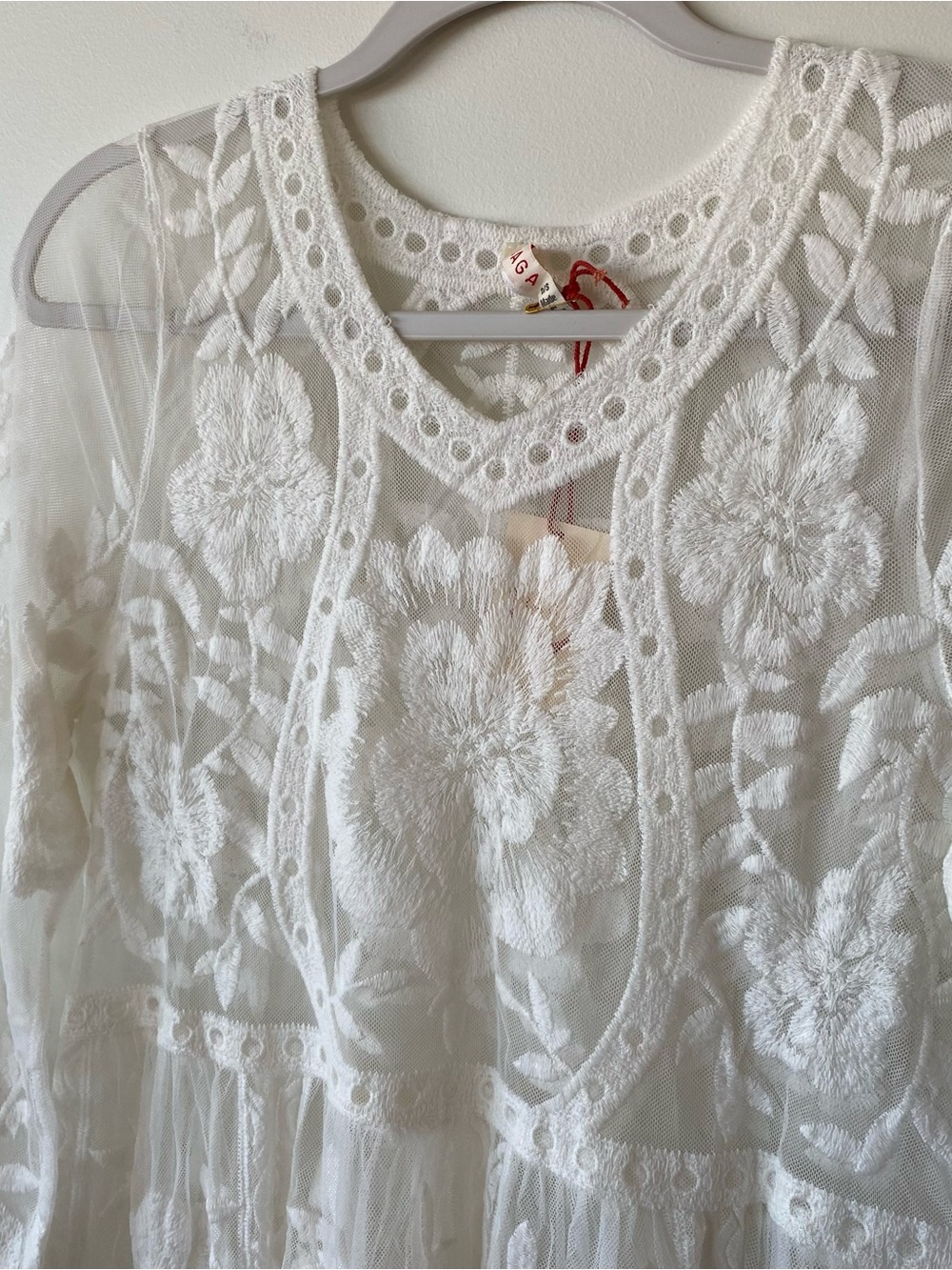 RAGA White Sheer Embroidered Dress/Cover Up. Size S. Beach/Summer/Bridal